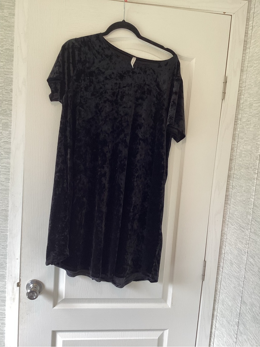 mts Black Crushed Velvet Short Sleeve Tunic Dress XL EUC